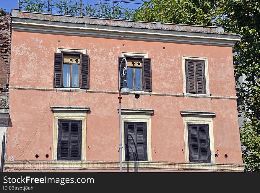 Modern building and vegetation in center of Rome. Modern building and vegetation in center of Rome