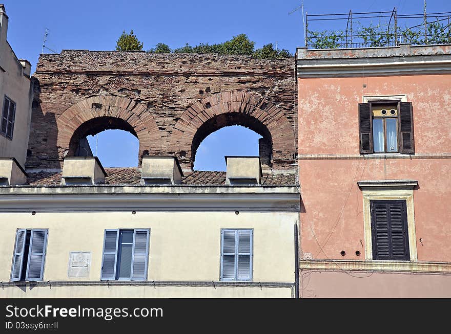 Different architecture with vegetation on top in Italy