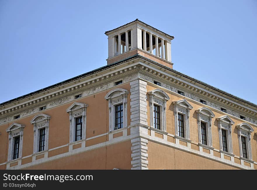 Yellow building corner in center of Rome. Yellow building corner in center of Rome