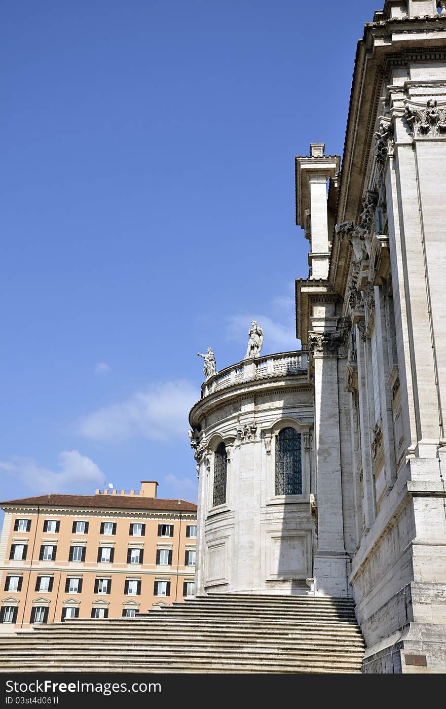 Santa Maria Maggiore church side stairs detail in Rome. Santa Maria Maggiore church side stairs detail in Rome