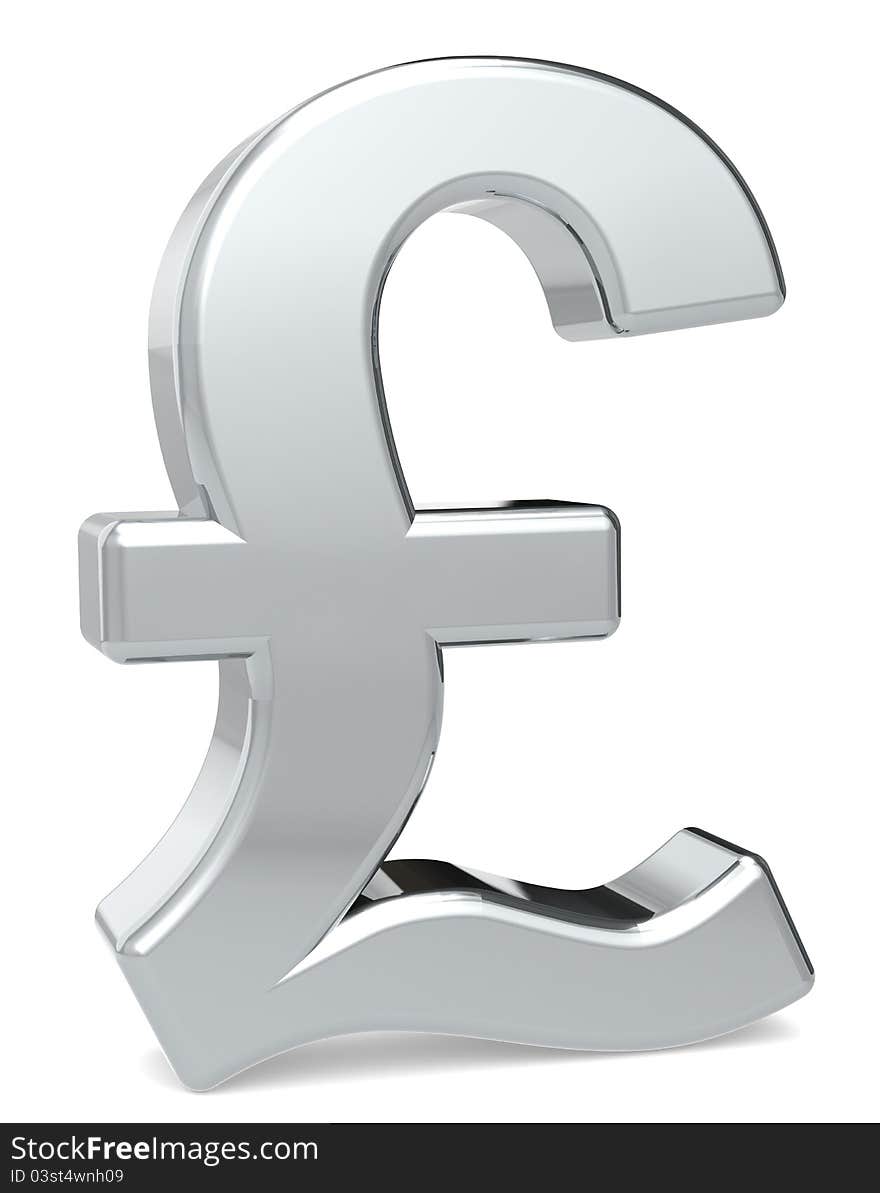 British Pound symbol. Metal color. Standing. British Pound symbol. Metal color. Standing