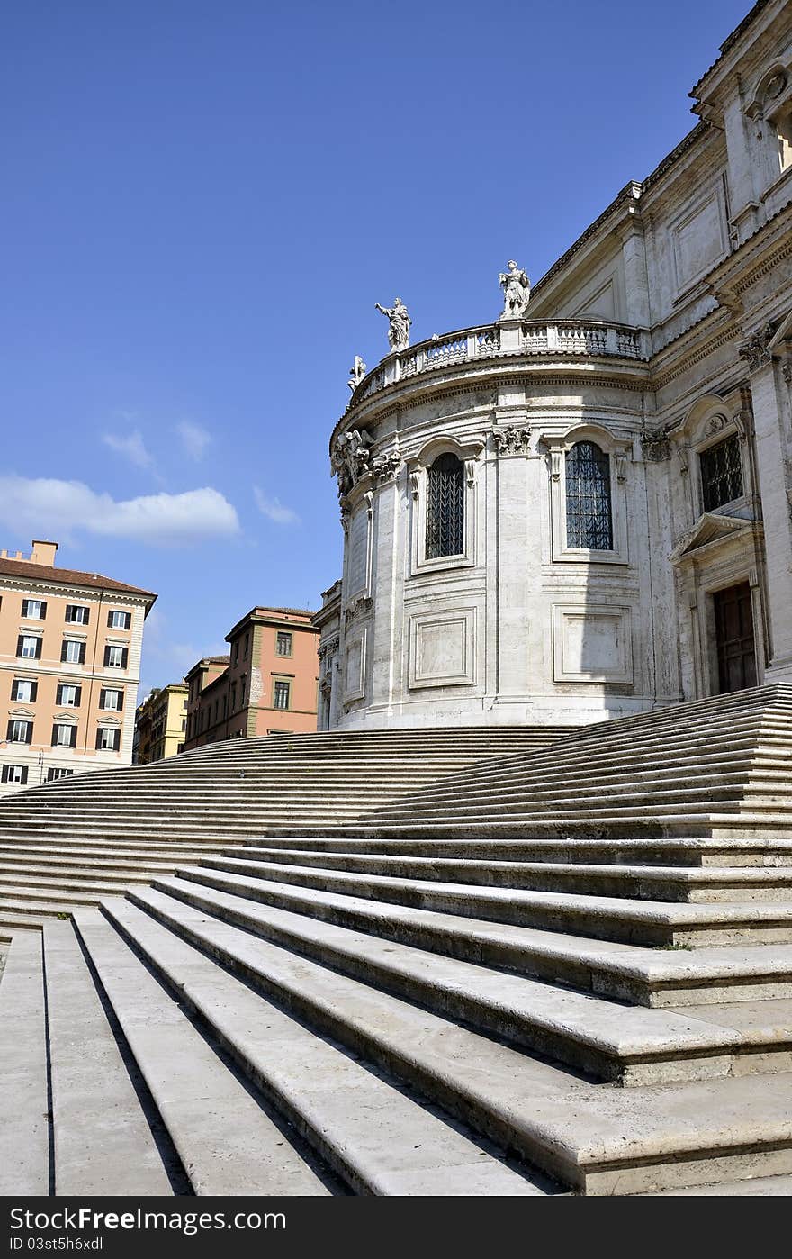 Santa Maria Maggiore church stairs detail in Rome. Santa Maria Maggiore church stairs detail in Rome