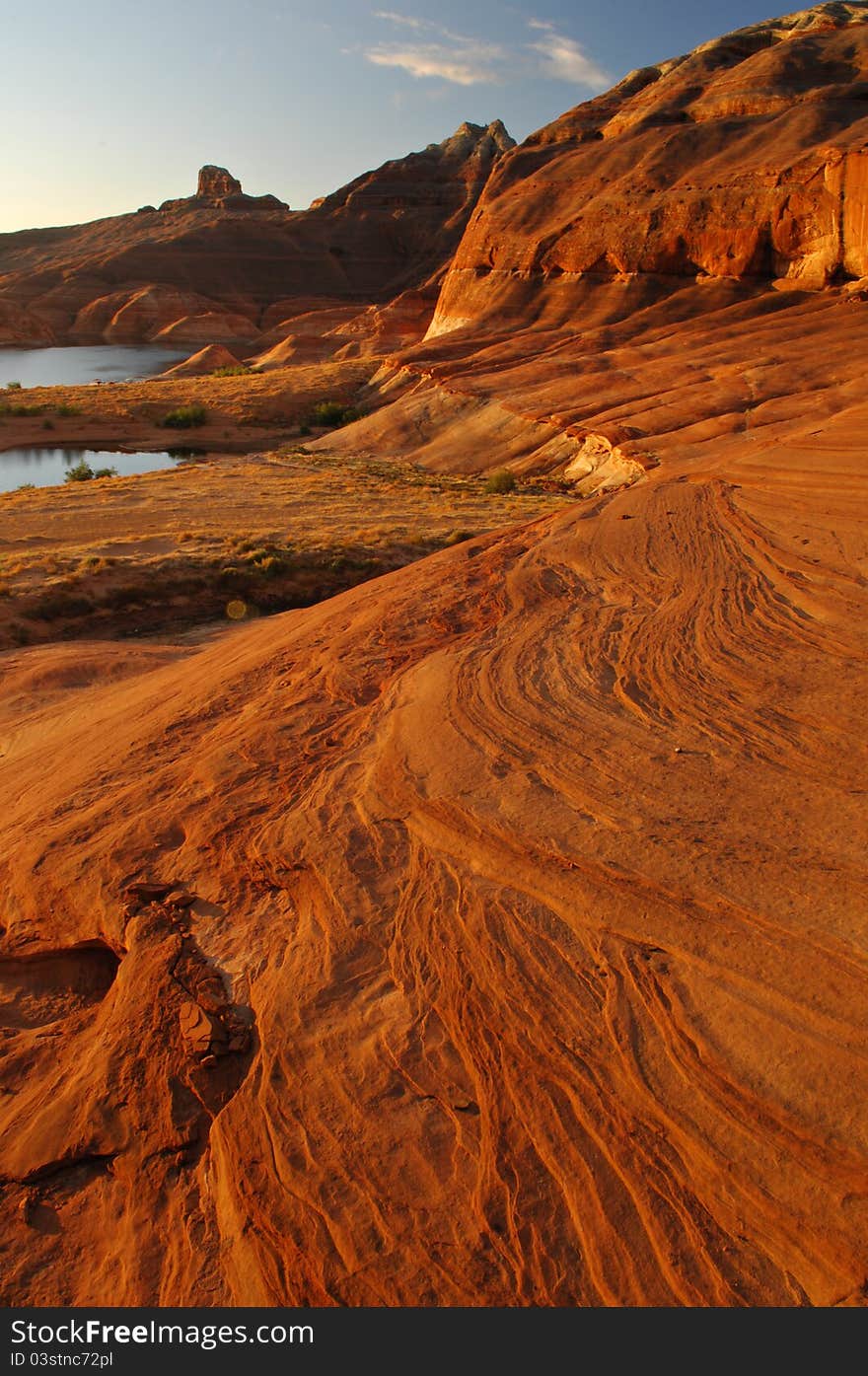 Red sandstone formations Lake Powell