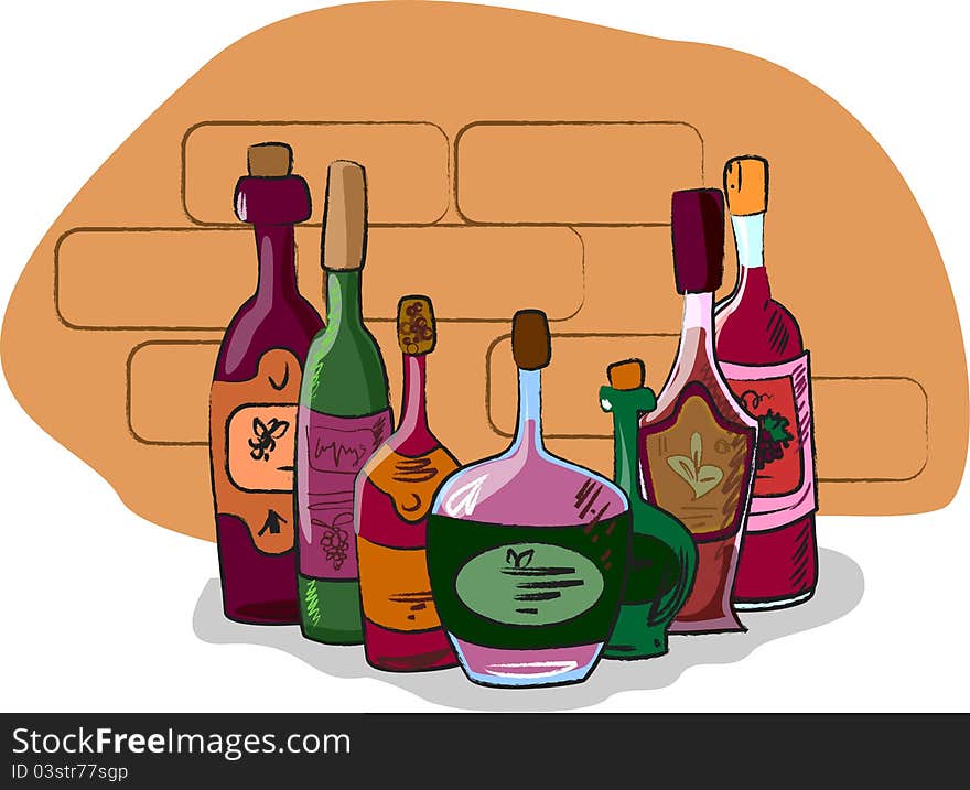 Vector collection of wine bottles