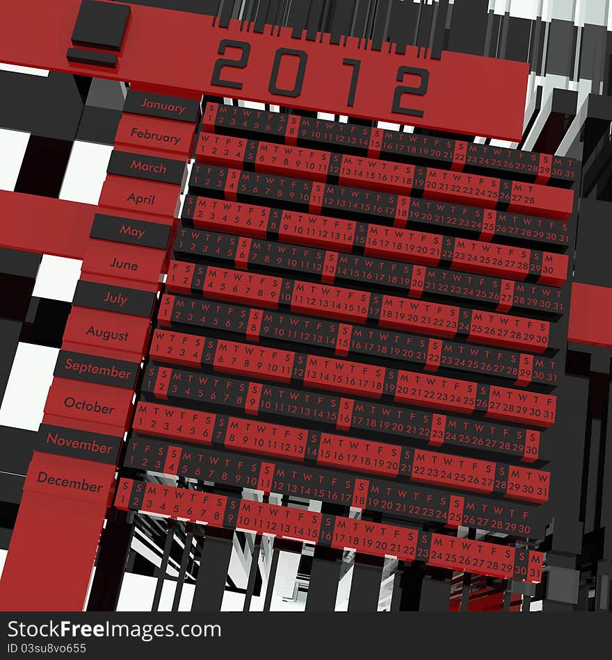 2012 Calendar 3D background concept