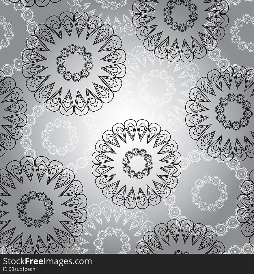 Vector abstract circles seamless pattern in grey pattern