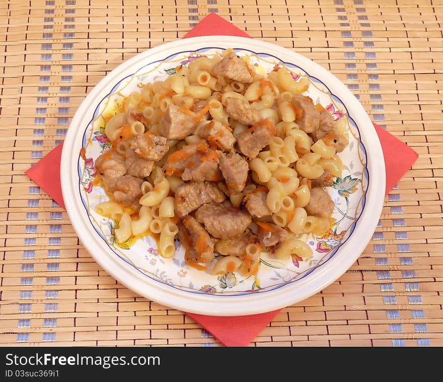 Homemade meal - pasta with meat