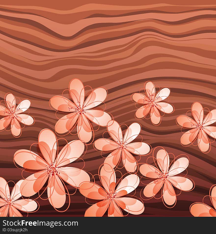 Flowers On Wood Background