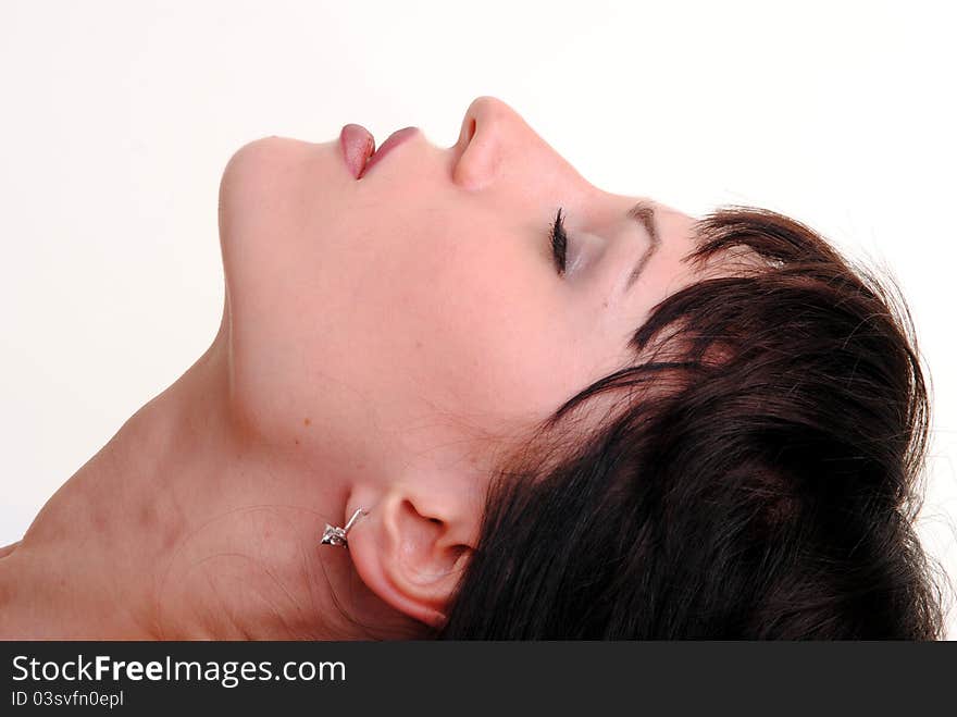 Portrait of girl on a white background. Portrait of girl on a white background.