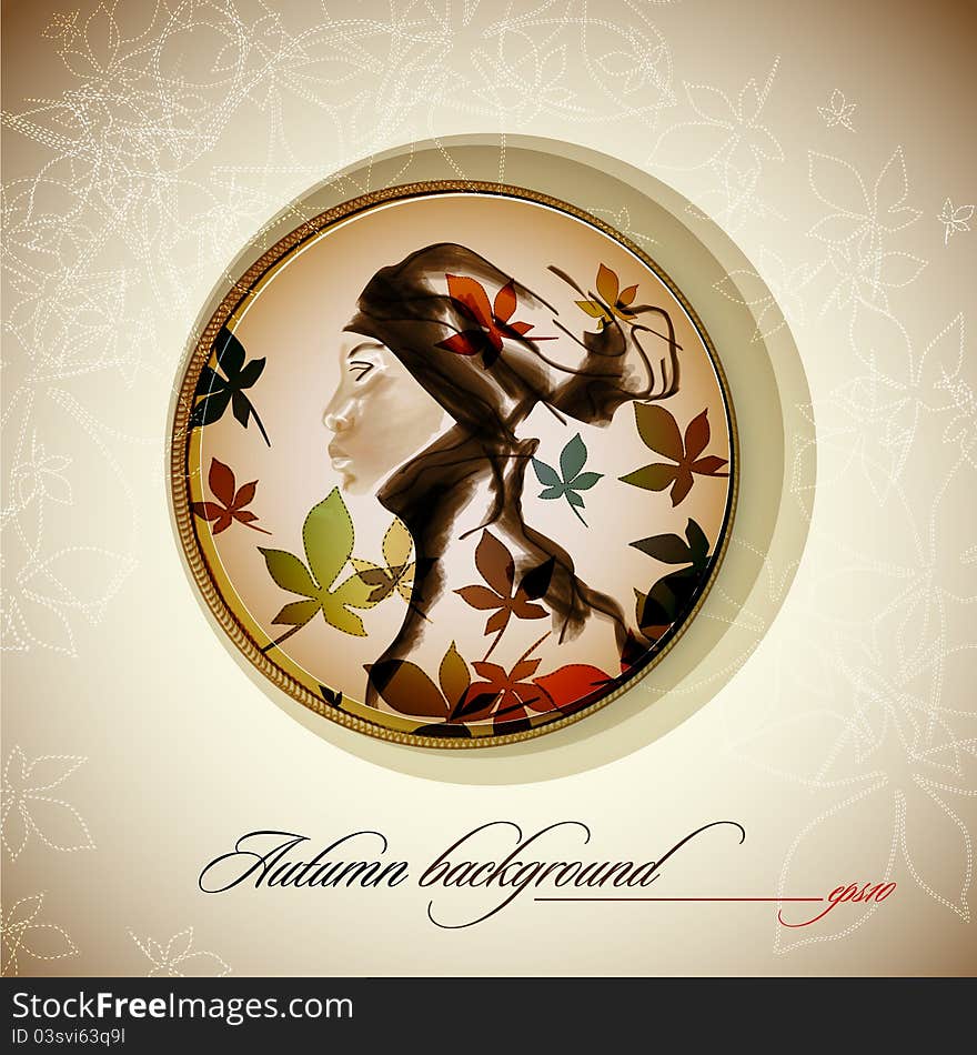 Autumn Vintage Decoration With Woman