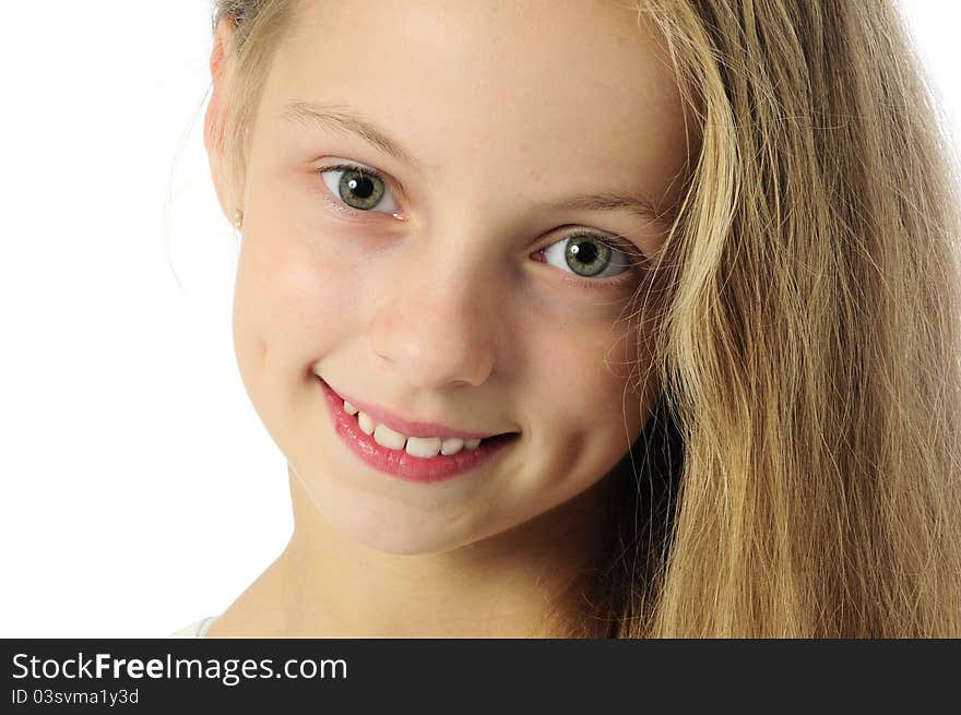 little blond girl smiling