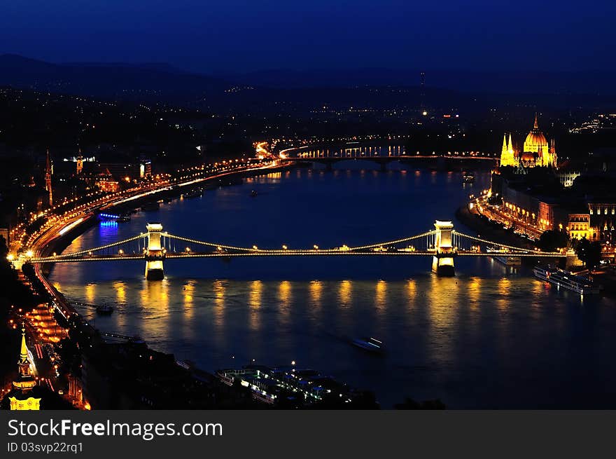 Sight of Budapest from Citadel, early evening. Sight of Budapest from Citadel, early evening.