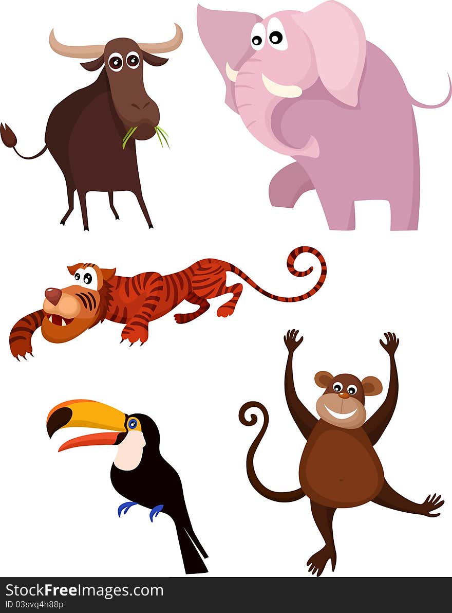 Illustration of a cute animal set