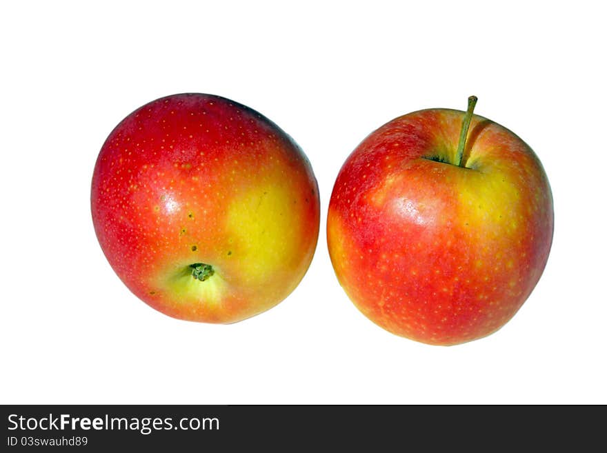 A pair of red apples