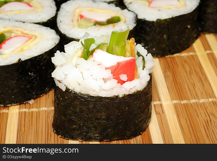 Japanese sushi with crabs