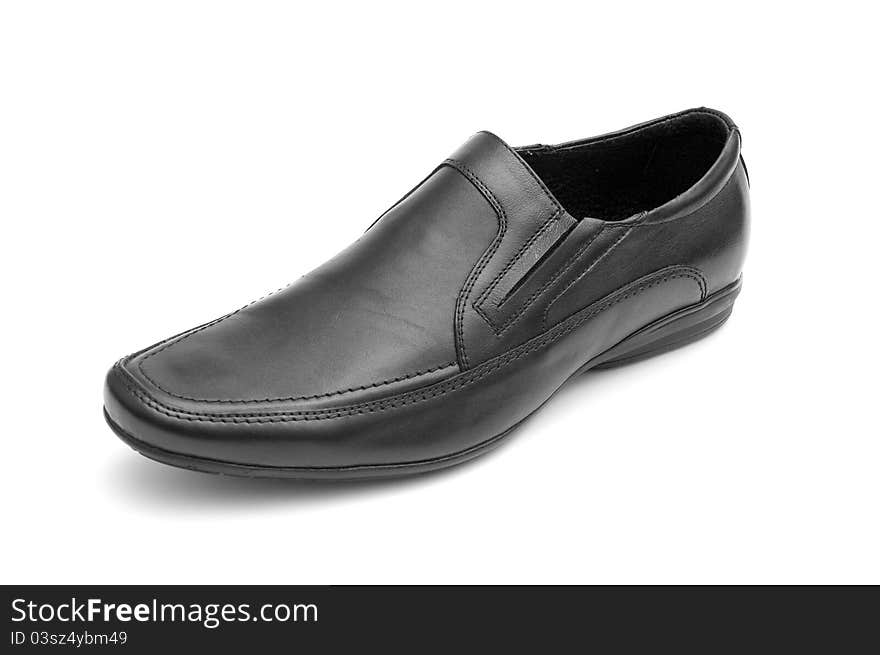 Black man's shoe on white background. Black man's shoe on white background