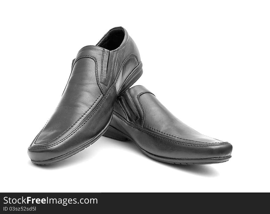 Pair of black man's shoes on white background. Pair of black man's shoes on white background