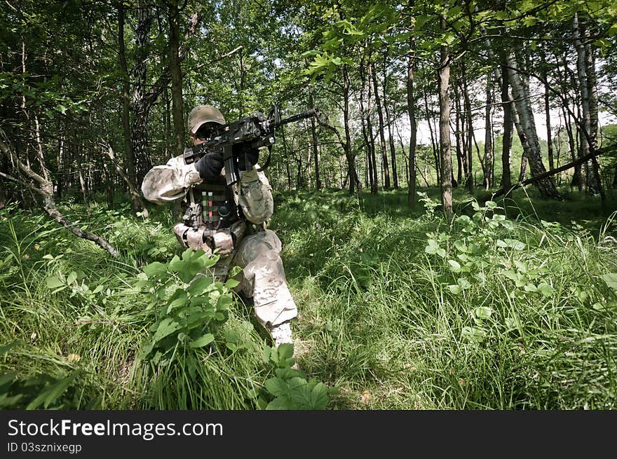 Rebel soldier aiming on enemy