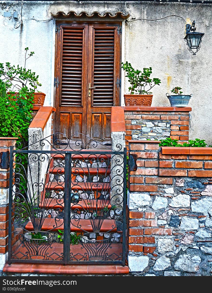 Rustic facade of a house in the southern Italian. Rustic facade of a house in the southern Italian