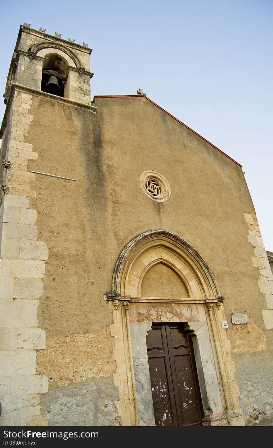 Ancient Church of Taormina with bell. Ancient Church of Taormina with bell