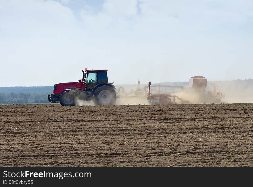 Tractor working in the field.