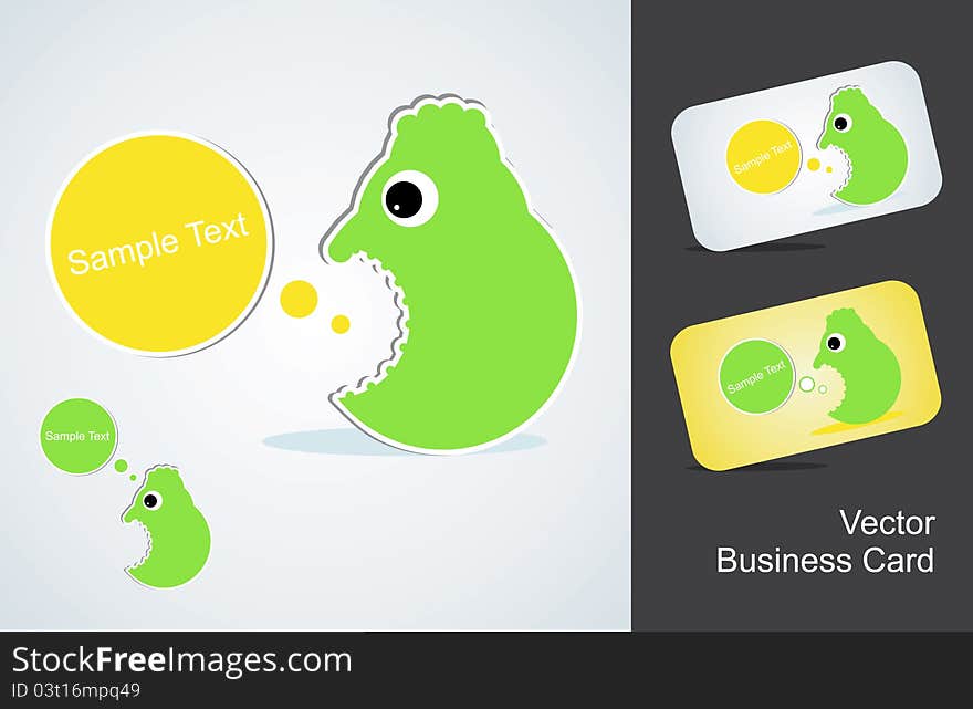 Icon of green screaming man and a business card. Icon of green screaming man and a business card