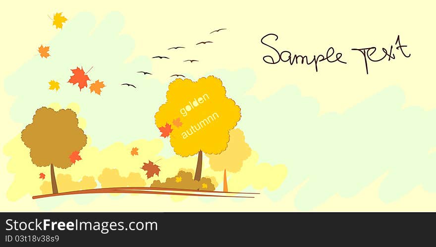 Autumn landscape with trees.vector illustration