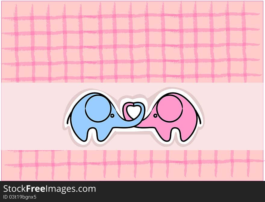 Cute Love Elephants,vector