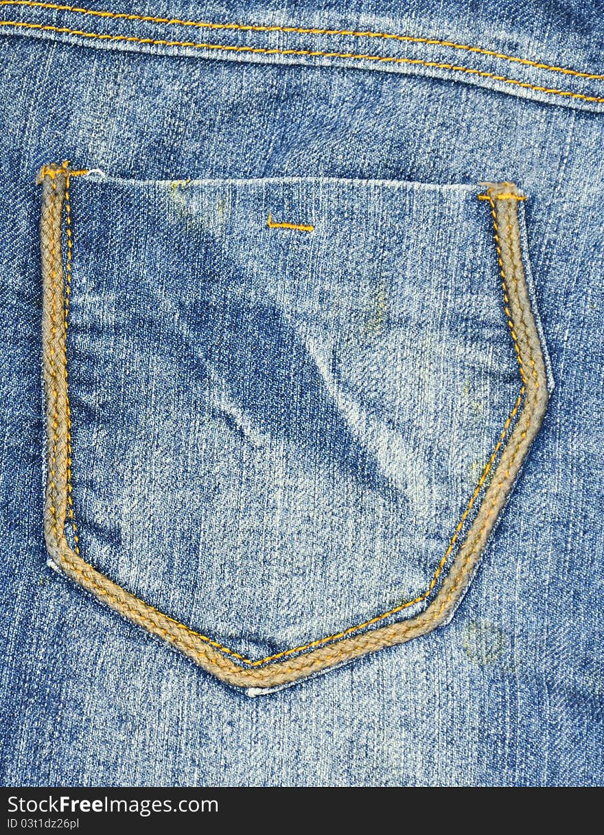 Close up of jeans pocket