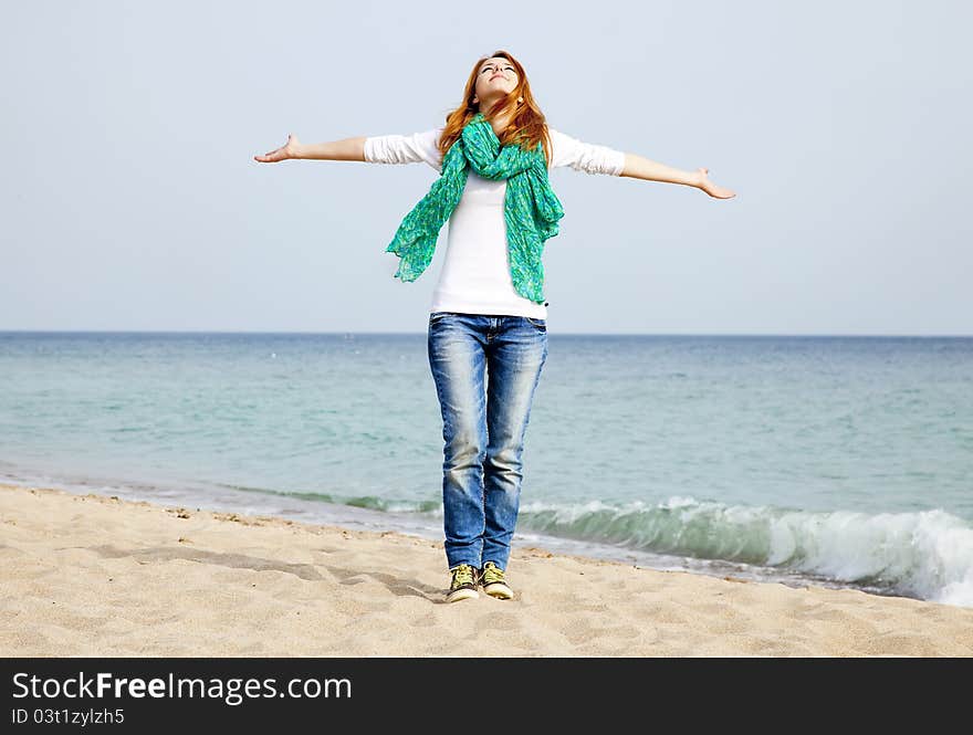 Young Beautiful Girl At The Beach.