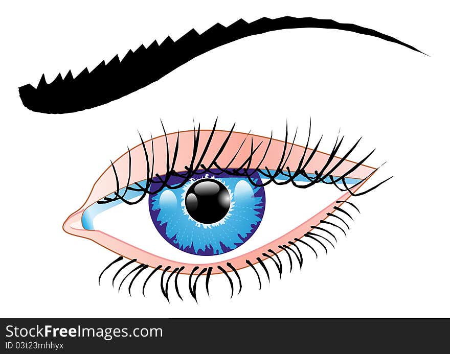 Illustration of a blue eye of a woman