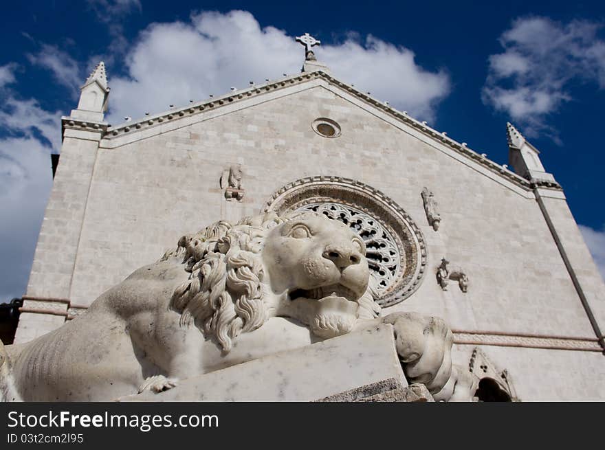 Lion under the Basilica of Saint Benedict