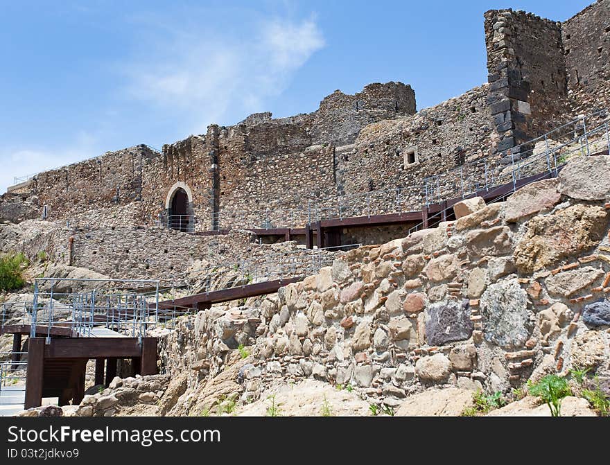 Arab-Byzantine ancient castello Calatabiano, Sicily. Arab-Byzantine ancient castello Calatabiano, Sicily