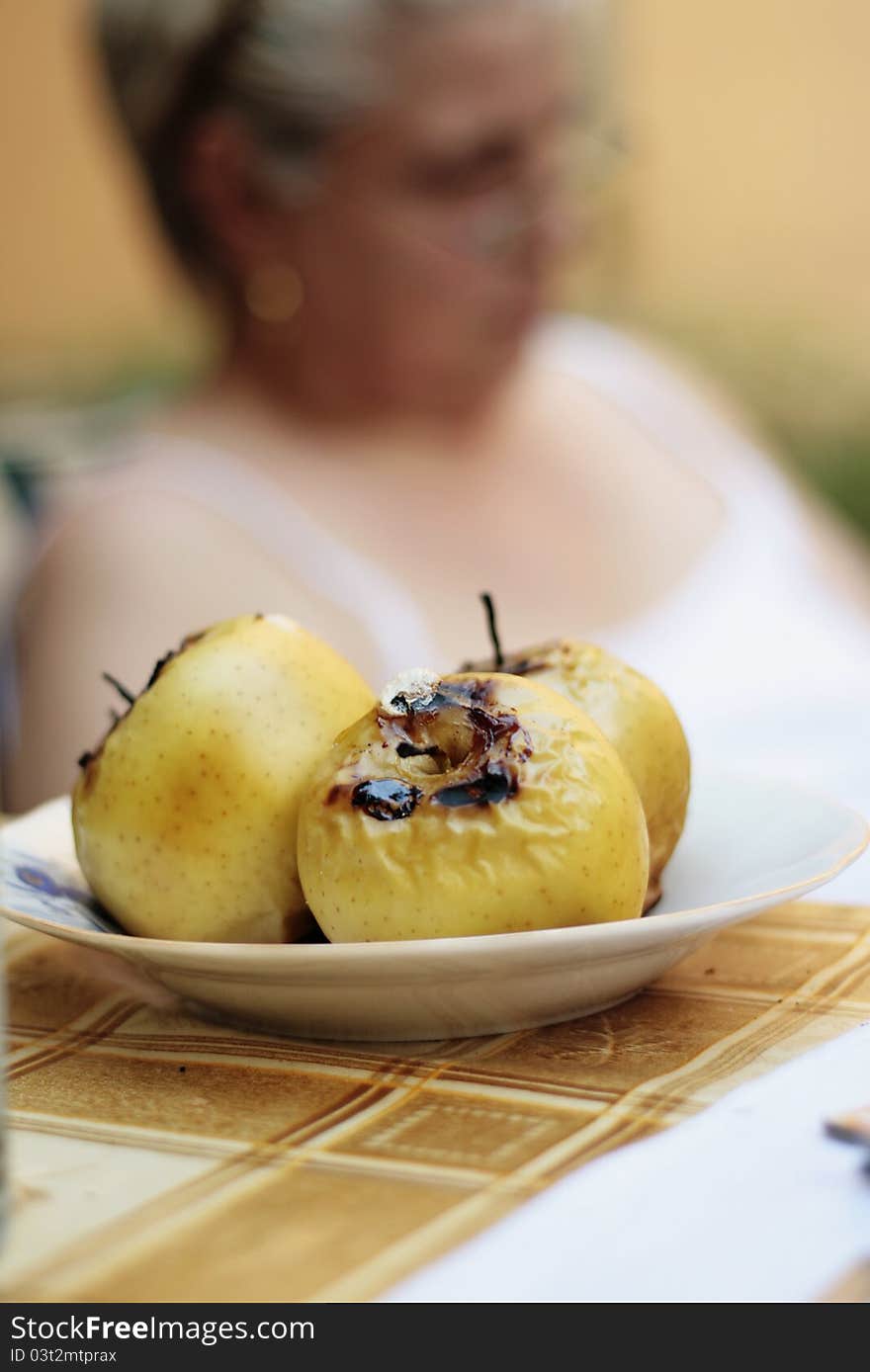 Baked apples on a plate