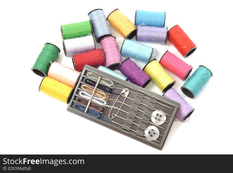 Cotton thread bobbins, on a white background. Cotton thread bobbins, on a white background