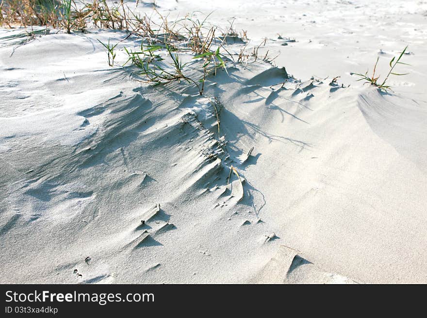 White sandy dune in the desert