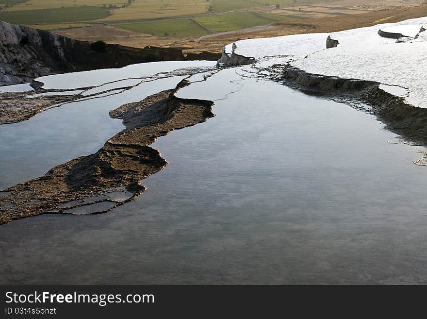 Travertine terraces in Pamukkale, Turkey