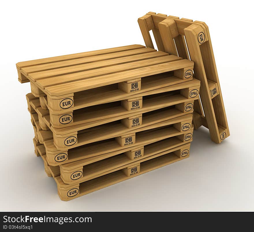 Some pallets on a white background