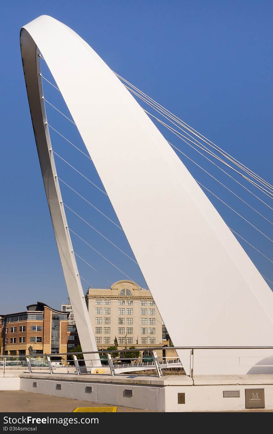 Pedestrian bridge close up over the Tyne. Pedestrian bridge close up over the Tyne