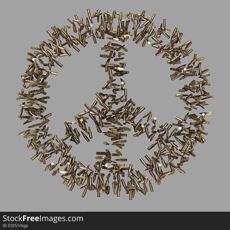 Peace Symbol Made Of Bullets