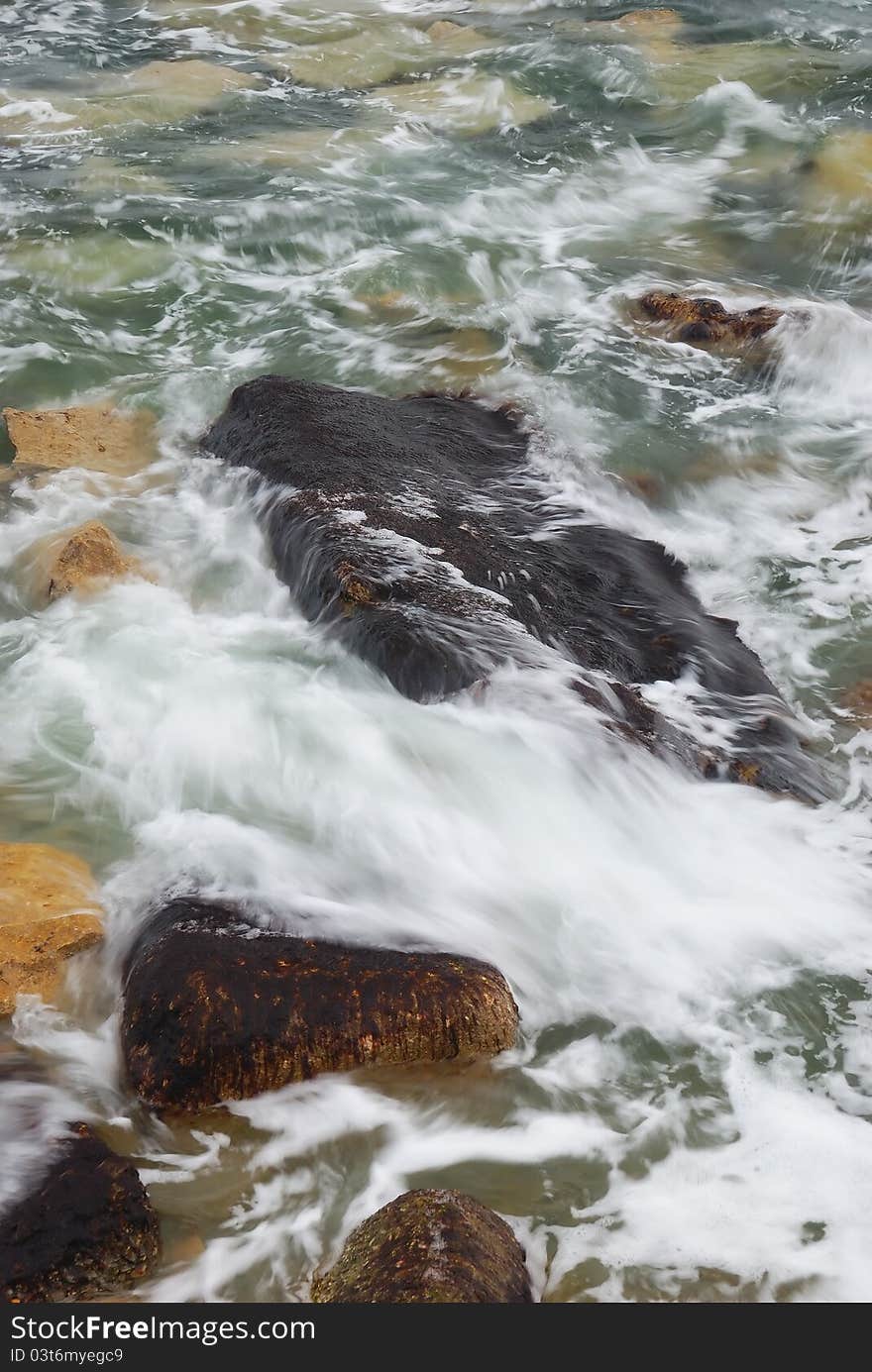 Sea water on the cliff. Sea water on the cliff