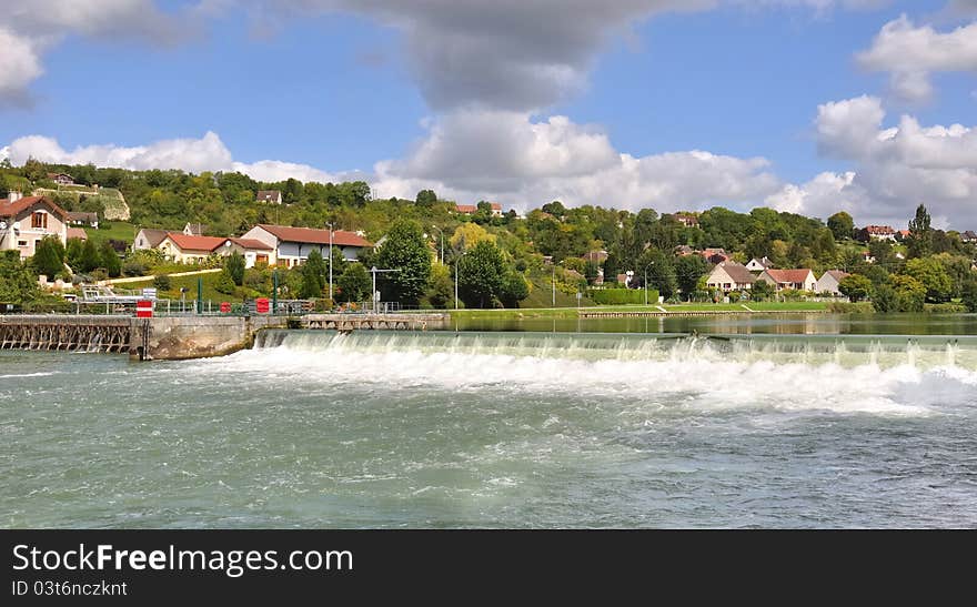 Village near a dam