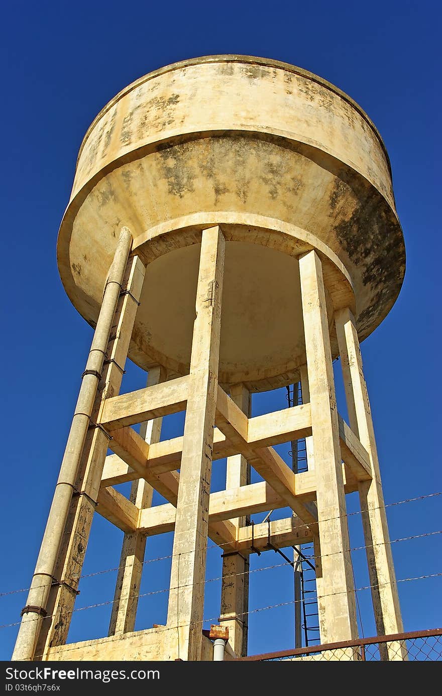 Old Emergency Water Tank elevated over a mortar structure