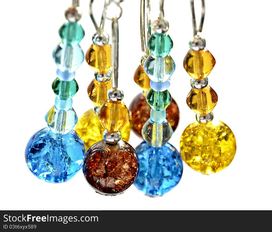 Ear-rings with colorful beads. Ear-rings with colorful beads