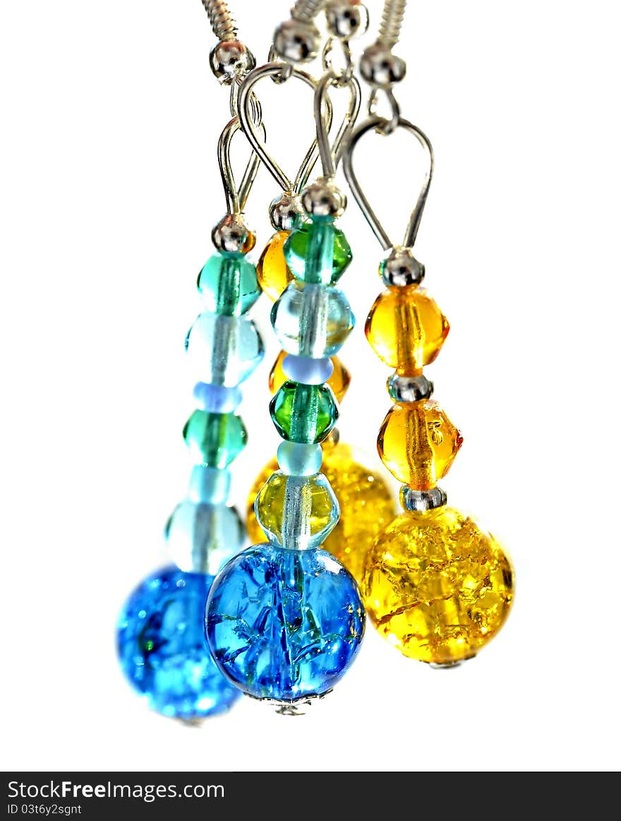 Ear-rings with colorful beads. Ear-rings with colorful beads