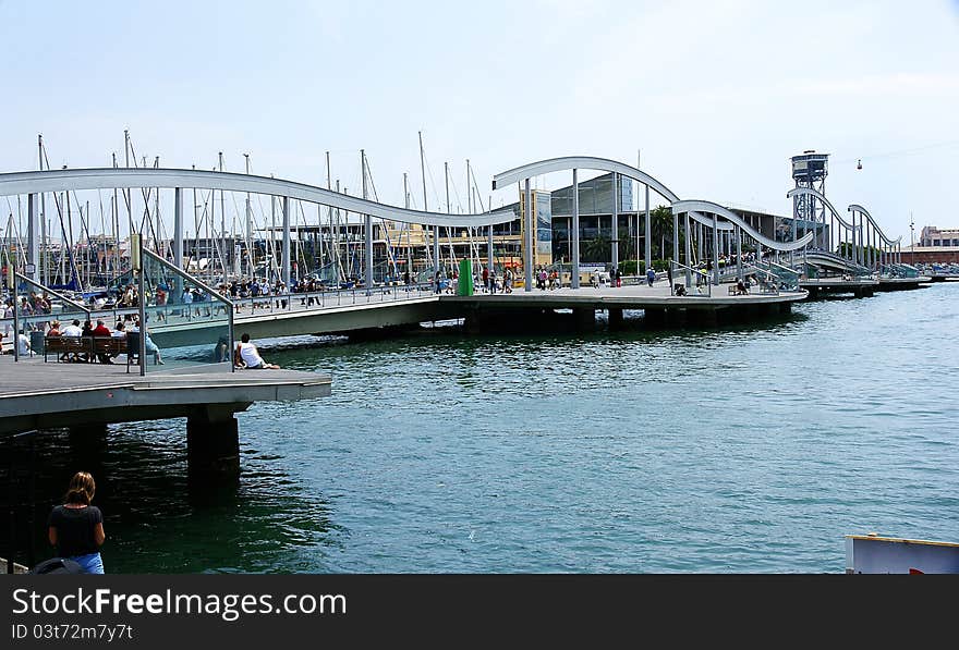 Panoramic of the port of Barcelona.