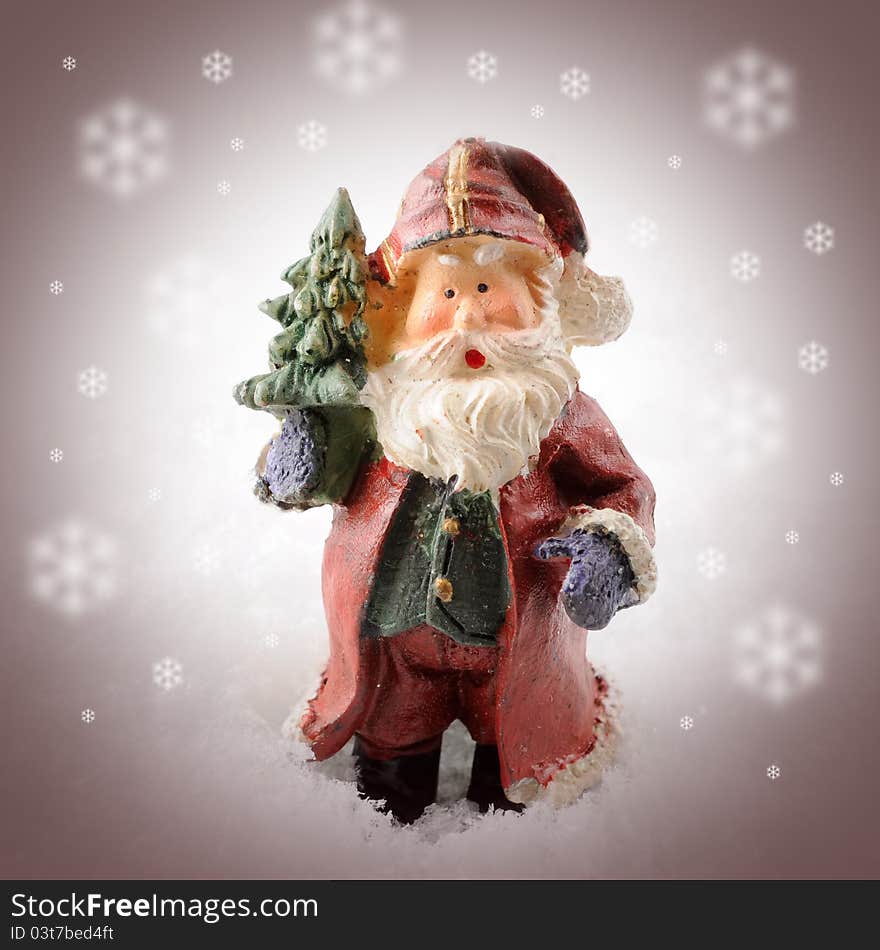 Ceramic Santa in snowstorm