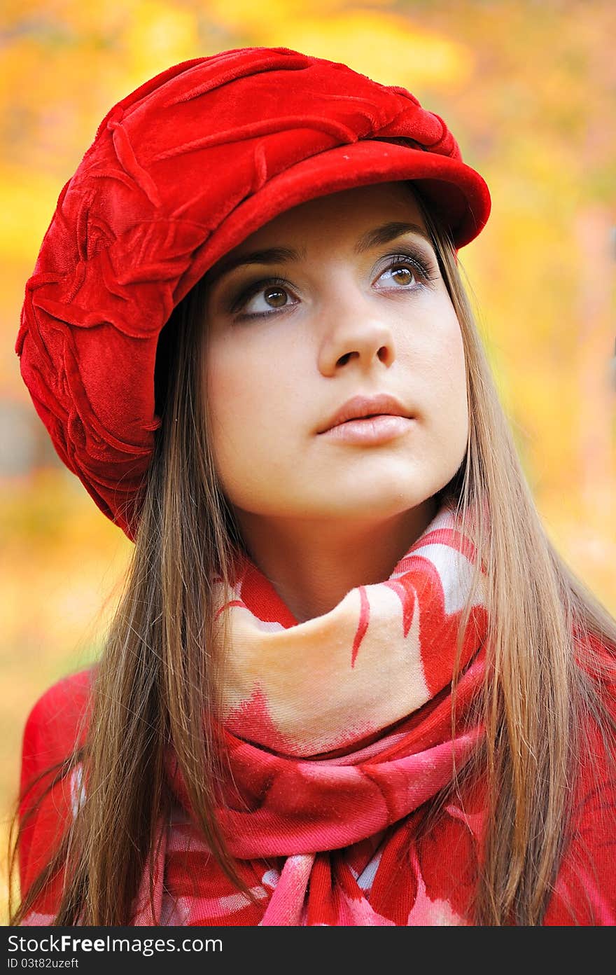 Girl on the street, autumn day