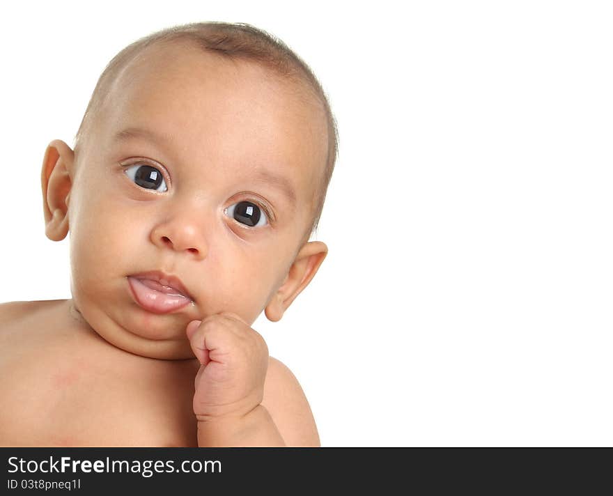 Three month old baby boy of Caucasian and Indian descent.