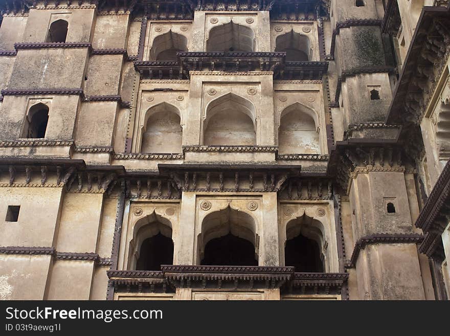 Exterior of palace in Orchha, India